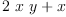 
\label{eq13}{2 \  x \  y}+ x