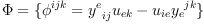 
\label{eq27}
\Phi = \{ \phi^{ijk} = {y^e}_{ij} u_{ek} - u_{ie} {y_e}^{jk} \}
