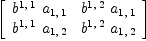 
\label{eq37}\left[ 
\begin{array}{cc}
{{b^{1, \: 1}}\ {a_{1, \: 1}}}&{{b^{1, \: 2}}\ {a_{1, \: 1}}}
\
{{b^{1, \: 1}}\ {a_{1, \: 2}}}&{{b^{1, \: 2}}\ {a_{1, \: 2}}}
