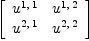
\label{eq60}\left[ 
\begin{array}{cc}
{u^{1, \: 1}}&{u^{1, \: 2}}
\
{u^{2, \: 1}}&{u^{2, \: 2}}

