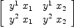
\label{eq8}\left[ 
\begin{array}{cc}
{{y^{1}}\ {x_{1}}}&{{y^{1}}\ {x_{2}}}
\
{{y^{2}}\ {x_{1}}}&{{y^{2}}\ {x_{2}}}
