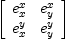 
\label{eq5}\left[ 
\begin{array}{cc}
{e_{x}^{x}}&{e_{y}^{x}}
\
{e_{x}^{y}}&{e_{y}^{y}}
