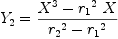 
\label{eq50}{Y_{2}}={{{{X}^{3}}-{{{r_{1}}^{2}}\  X}}\over{{{r_{2}}^{2}}-{{r_{1}}^{2}}}}