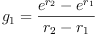 
\label{eq5}{g_{1}}={\frac{{{e}^{r_{2}}}-{{e}^{r_{1}}}}{{r_{2}}-{r_{1}}}}