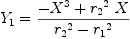 
\label{eq49}{Y_{1}}={{-{{X}^{3}}+{{{r_{2}}^{2}}\  X}}\over{{{r_{2}}^{2}}-{{r_{1}}^{2}}}}
