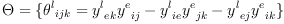 
\label{eq14}
\Theta = \{ {\theta^l}_{ijk} =  {y^l}_{ek} {y^e}_{ij} - {y^l}_{ie} {y^e}_{jk} - {y^l}_{ej} {y^e}_{ik} \}
