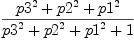 
\label{eq13}{{{p 3}^{2}}+{{p 2}^{2}}+{{p 1}^{2}}}\over{{{p 3}^{2}}+{{p 2}^{2}}+{{p 1}^{2}}+ 1}