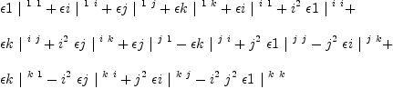 
\label{eq38}\begin{array}{@{}l}
\displaystyle
{�� 1 \ {|^{\  1 \  1}}}+{�� i \ {|^{\  1 \  i}}}+{�� j \ {|^{\  1 \  j}}}+{�� k \ {|^{\  1 \  k}}}+{�� i \ {|^{\  i \  1}}}+{{i^{2}}\  �� 1 \ {|^{\  i \  i}}}+ 
\
\
\displaystyle
{�� k \ {|^{\  i \  j}}}+{{i^{2}}\  �� j \ {|^{\  i \  k}}}+{�� j \ {|^{\  j \  1}}}-{�� k \ {|^{\  j \  i}}}+{{j^{2}}\  �� 1 \ {|^{\  j \  j}}}-{{j^{2}}\  �� i \ {|^{\  j \  k}}}+ 
\
\
\displaystyle
{�� k \ {|^{\  k \  1}}}-{{i^{2}}\  �� j \ {|^{\  k \  i}}}+{{j^{2}}\  �� i \ {|^{\  k \  j}}}-{{i^{2}}\ {j^{2}}\  �� 1 \ {|^{\  k \  k}}}
