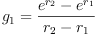 
\label{eq9}{g_{1}}={\frac{{{e}^{r_{2}}}-{{e}^{r_{1}}}}{{r_{2}}-{r_{1}}}}