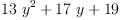 
\label{eq6}{{13}\ {{y}^{2}}}+{{17}\  y}+{19}