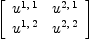 
\label{eq11}\left[ 
\begin{array}{cc}
{u^{1, \: 1}}&{u^{2, \: 1}}
\
{u^{1, \: 2}}&{u^{2, \: 2}}
