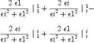 
\label{eq70}\begin{array}{@{}l}
\displaystyle
{{\frac{2 \  �� 1}{{{�� i}^{2}}+{{�� 1}^{2}}}}\ {|_{\  1}^{\  1}}}+{{\frac{2 \  �� i}{{{�� i}^{2}}+{{�� 1}^{2}}}}\ {|_{\  i}^{\  1}}}- 
\
\
\displaystyle
{{\frac{2 \  �� i}{{{�� i}^{2}}+{{�� 1}^{2}}}}\ {|_{\  1}^{\  i}}}+{{\frac{2 \  �� 1}{{{�� i}^{2}}+{{�� 1}^{2}}}}\ {|_{\  i}^{\  i}}}
