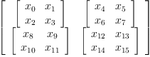 
\label{eq13}\left[ 
\begin{array}{cc}
{\left[ 
\begin{array}{cc}
{x_{0}}&{x_{1}}
\
{x_{2}}&{x_{3}}
