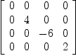 
\label{eq62}\left[ 
\begin{array}{cccc}
0 & 0 & 0 & 0 
\
0 & 4 & 0 & 0 
\
0 & 0 & - 6 & 0 
\
0 & 0 & 0 & 2 
