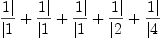 
\label{eq1}\zag{1}{1}+ \zag{1}{1}+ \zag{1}{1}+ \zag{1}{2}+ \zag{1}{4}