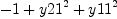 
\label{eq10}- 1 +{{y 21}^{2}}+{{y 11}^{2}}