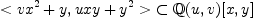 < vx^2+y, uxy+y^2 >\ \subset \mathbb{Q}(u,v)[x,y]