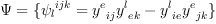 
\label{eq2}
\Psi  = \{ {\psi_l}^{ijk} =  {y^e}_{ij} {y^l}_{ek} - {y^l}_{ie} {y^e}_{jk} \}
