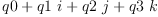 
\label{eq2}q 0 +{q 1 \  i}+{q 2 \  j}+{q 3 \  k}