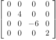 
\label{eq62}\left[ 
\begin{array}{cccc}
0 & 0 & 0 & 0 
\
0 & 4 & 0 & 0 
\
0 & 0 & - 6 & 0 
\
0 & 0 & 0 & 2 
