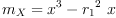 
\label{eq19}{m_{X}}={{{x}^{3}}-{{{r_{1}}^{2}}\  x}}