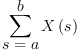 
\label{eq2}\sum_{
\displaystyle
{s = a}}^{
\displaystyle
b}{X \left({s}\right)}