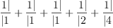 
\label{eq1}\zag{1}{1}+ \zag{1}{1}+ \zag{1}{1}+ \zag{1}{2}+ \zag{1}{4}