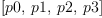 
\label{eq4}\left[ p 0, \: p 1, \: p 2, \: p 3 \right]