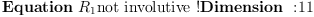 
\label{eq11}\mbox{\rm \hbox{\axiomType{Equation}\ }}{R_{1}}\mbox{\rm not involutive !}\mbox{\rm \hbox{\axiomType{Dimension}\ } :}{11}
