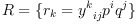 R=\{ r_k = {y^k}_{ij} p^i q^j \}