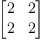 
\label{eq8}
\pmatrix{2&2\cr 2&2\cr }
