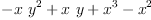 
\label{eq1}-{x \ {{y}^{2}}}+{x \  y}+{{x}^{3}}-{{x}^{2}}