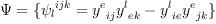 
\label{eq11}
\Psi  = \{ {\psi_l}^{ijk} =  {y^e}_{ij} {y^l}_{ek} - {y^l}_{ie} {y^e}_{jk} \}
