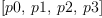 
\label{eq11}\left[ p 0, \: p 1, \: p 2, \: p 3 \right]