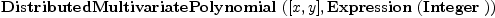 
\label{eq1}\hbox{\axiomType{DistributedMultivariatePolynomial}\ } ([ x , y ] , \hbox{\axiomType{Expression}\ } (\hbox{\axiomType{Integer}\ }))