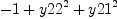 
\label{eq13}- 1 +{{y 22}^{2}}+{{y 21}^{2}}