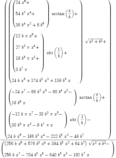 
\label{eq54}{\left(
\begin{array}{@{}l}
\displaystyle
{{\left({
\begin{array}{@{}l}
\displaystyle
{{\left({
\begin{array}{@{}l}
\displaystyle
{{24}\ {{x}^{6}}}+ 
\
\
\displaystyle
{{54}\ {{b}^{2}}\ {{x}^{4}}}+ 
\
\
\displaystyle
{{36}\ {{b}^{4}}\ {{x}^{2}}}+{6 \ {{b}^{6}}}
