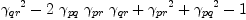 
\label{eq70}{{��_{qr}}^{2}}-{2 \ {��_{pq}}\ {��_{pr}}\ {��_{qr}}}+{{��_{pr}}^{2}}+{{��_{pq}}^{2}}- 1