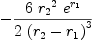 
\label{eq103}-{{6 \ {{r_{2}}^{2}}\ {{e}^{r_{1}}}}\over{2 \ {{\left({r_{2}}-{r_{1}}\right)}^{3}}}}