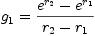 
\label{eq5}{g_{1}}={{{{e}^{r_{2}}}-{{e}^{r_{1}}}}\over{{r_{2}}-{r_{1}}}}