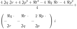 
\label{eq8}\begin{array}{@{}l}
\displaystyle
{\frac{{4 \  �� � q \  �� � r}+{4 \ {{�� � p}^{2}}}+{{� � t}^{2}}-{4 \  � � q \  � � r}-{4 \ {{� � p}^{2}}}}{4}}+ 
\
\
\displaystyle
{{\left({
\begin{array}{@{}l}
\displaystyle
-{
\begin{array}{@{}l}
\displaystyle
� � q \  \cdot 
\
\
\displaystyle
�� � r 
