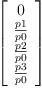 
\label{eq13}\left[ 
\begin{array}{c}
0 
\
{\frac{p 1}{p 0}}
\
{\frac{p 2}{p 0}}
\
{\frac{p 3}{p 0}}
