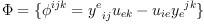 
\label{eq8}
  \Phi = \{ \phi^{ijk} = {y^e}_{ij} u_{ek} - u_{ie} {y_e}^{jk} \}
  