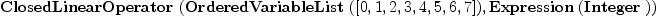 
\label{eq2}\hbox{\axiomType{ClosedLinearOperator}\ } (\hbox{\axiomType{OrderedVariableList}\ } ([ 0, 1, 2, 3, 4, 5, 6, 7 ]) , \hbox{\axiomType{Expression}\ } (\hbox{\axiomType{Integer}\ }))