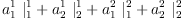 
\label{eq3}{{a_{1}^{1}}\ {|_{1}^{1}}}+{{a_{2}^{1}}\ {|_{2}^{1}}}+{{a_{1}^{2}}\ {|_{1}^{2}}}+{{a_{2}^{2}}\ {|_{2}^{2}}}