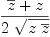 
\label{eq3}{{\overline z}+ z}\over{2 \ {\sqrt{z \ {\overline z}}}}