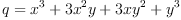 
q=x^{3}+3 x^{2} y+3 x y^{2}+y^{3}
