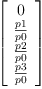 
\label{eq19}\left[ 
\begin{array}{c}
0 
\
{\frac{p 1}{p 0}}
\
{\frac{p 2}{p 0}}
\
{\frac{p 3}{p 0}}
