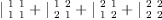 
\label{eq6}{|_{\  1 \  1}^{\  1 \  1}}+{|_{\  2 \  1}^{\  1 \  2}}+{|_{\  1 \  2}^{\  2 \  1}}+{|_{\  2 \  2}^{\  2 \  2}}