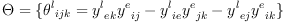 
\label{eq18}
\Theta = \{ {\theta^l}_{ijk} =  {y^l}_{ek} {y^e}_{ij} - {y^l}_{ie} {y^e}_{jk} - {y^l}_{ej} {y^e}_{ik} \}
